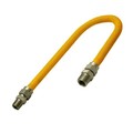 Flextron Gas Line Hose 5/8'' O.D.x18'' Len 1/2"x 3/4" MIP Fittings Yellow Coated Stainless Steel Flexible FTGC-YC12-18K